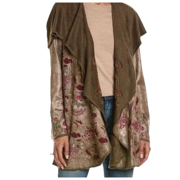 Johnny Was Biya XS JWLA Workshop Claudette Metallic Sweater Hooded Jacket $458 - Picture 5 of 16